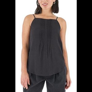 La Joie Woven Crinkled Georgette Pintucked Cami Caviar - Regular